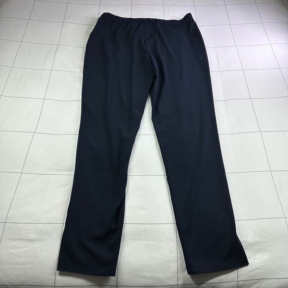 Akris Punto Pants Womens 12 Navy Blue Mike Split Hem Crepe Drawstring Minimalist - Picture 3 of 14